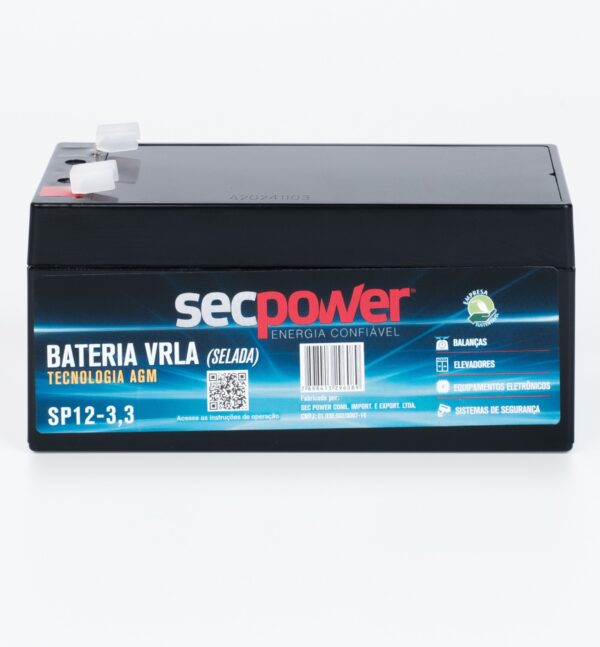 Bateria SecPower Chumbo-ácido VRLA AGM 12V 3,3Ah - Imagem 2