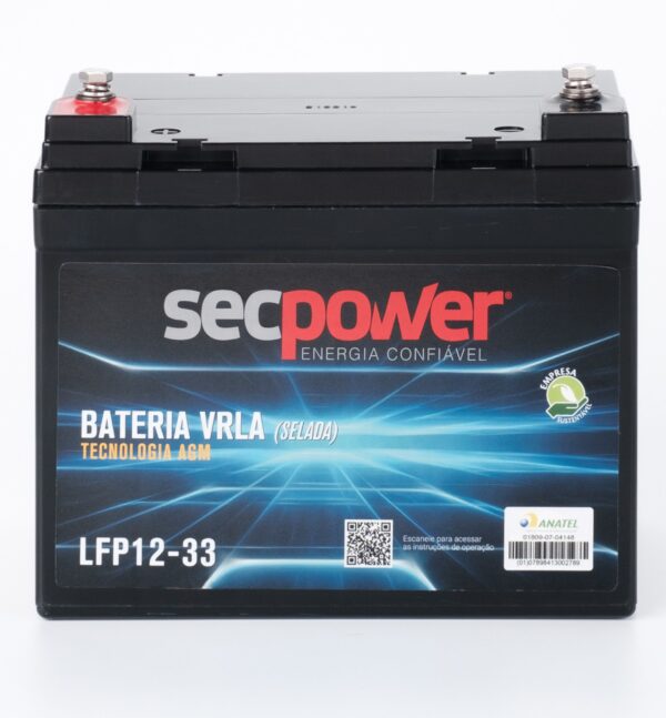 Bateria SecPower Chumbo-ácido VRLA AGM 12V 33Ah Homologada Anatel - Imagem 3