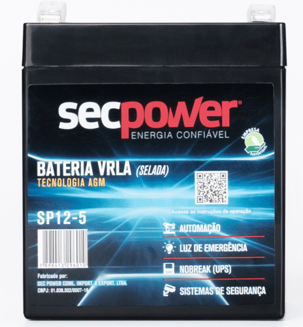 Bateria SecPower Chumbo-ácido VRLA AGM 12V 5Ah