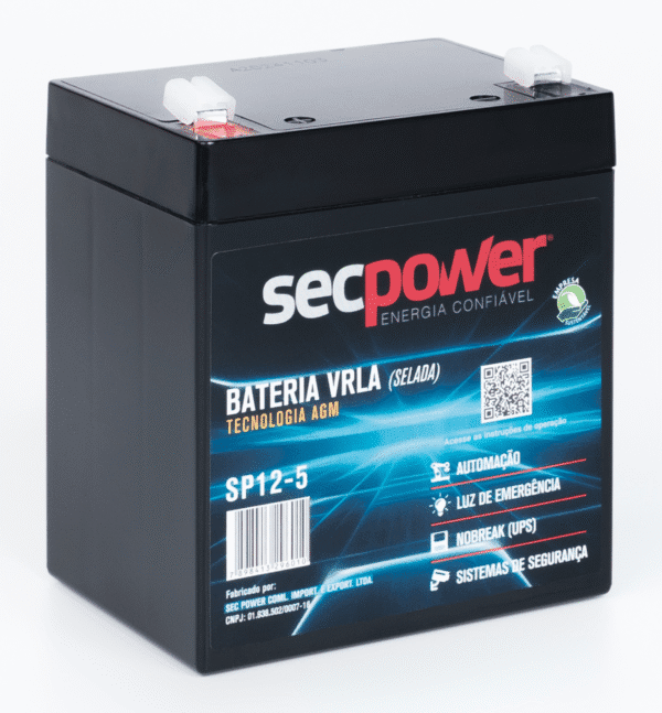 Bateria SecPower Chumbo-ácido VRLA AGM 12V 5Ah - Imagem 2