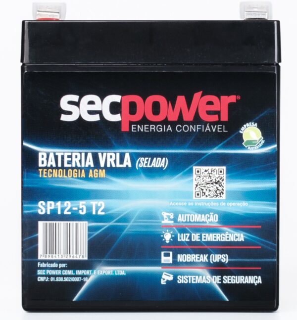 Bateria SecPower Chumbo-ácido VRLA AGM 12V 5Ah T2