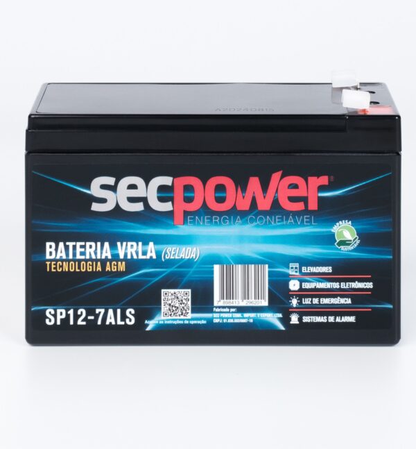 Bateria SecPower Chumbo-ácido VRLA AGM 12V 7ALS - Imagem 2