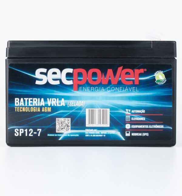 Bateria SecPower Chumbo-ácido VRLA AGM 12V 7Ah