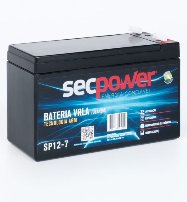 Bateria SecPower Chumbo-ácido VRLA AGM 12V 7Ah - Imagem 3