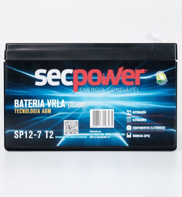 Bateria SecPower Chumbo-ácido VRLA AGM 12V 7Ah T2