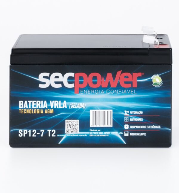 Bateria SecPower Chumbo-ácido VRLA AGM 12V 7Ah T2 - Imagem 3
