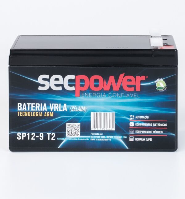 Bateria SecPower Chumbo-ácido VRLA AGM 12V 9Ah T2 - Imagem 3
