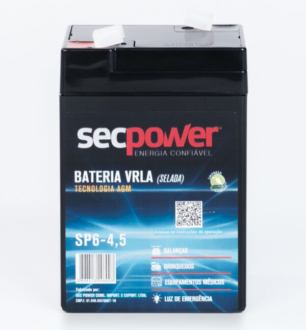 Bateria SecPower Chumbo-ácido VRLA AGM 6V 4,5Ah - Imagem 2